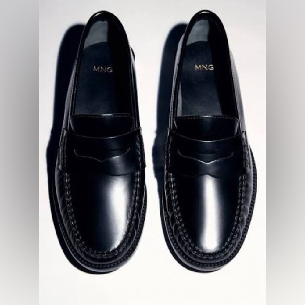 Mango Gathered Leather Moccasin Loafer